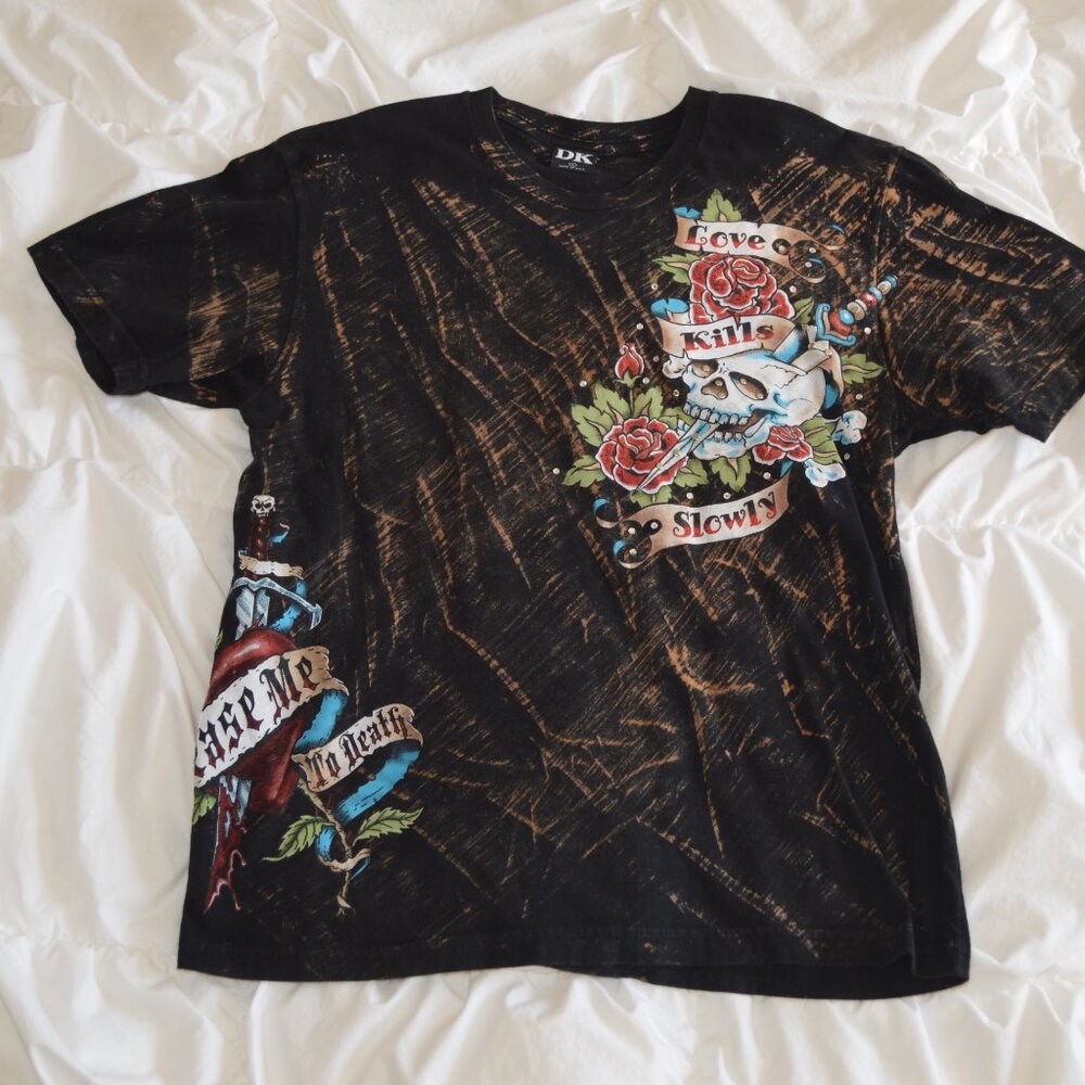 DK Brand Love Kills Slowly Tease Me to Death Vintage Men's T-Shirt